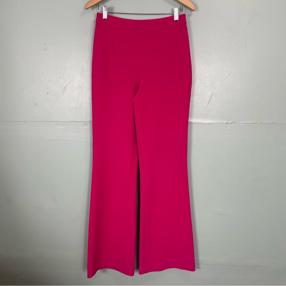 Diane Von Furstenberg Joan Wide Leg Pants Trouser Fuchsia Pink Flare Women Sz 6 - Picture 2 of 11